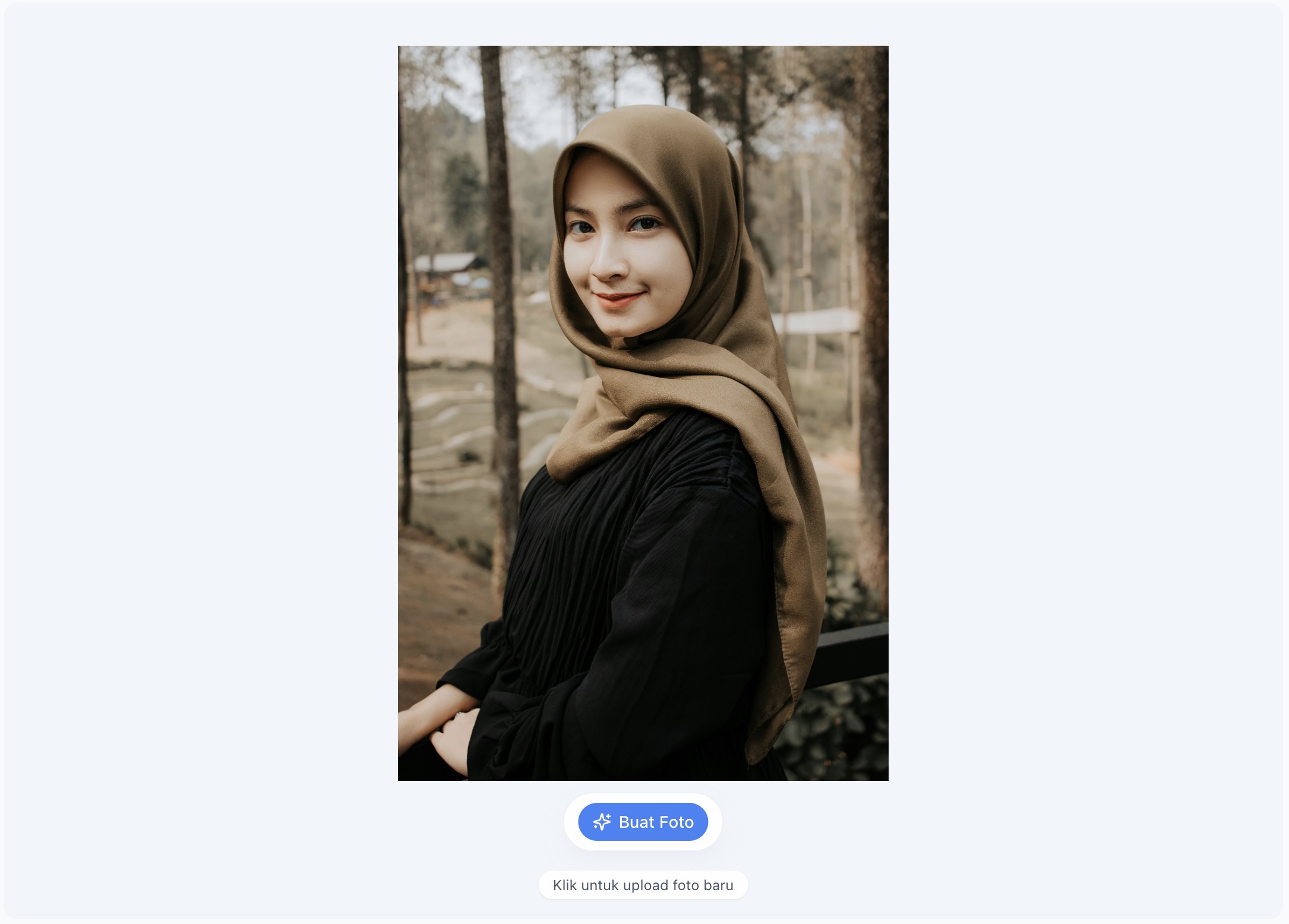 Upload selfie awal untuk headshot profesional