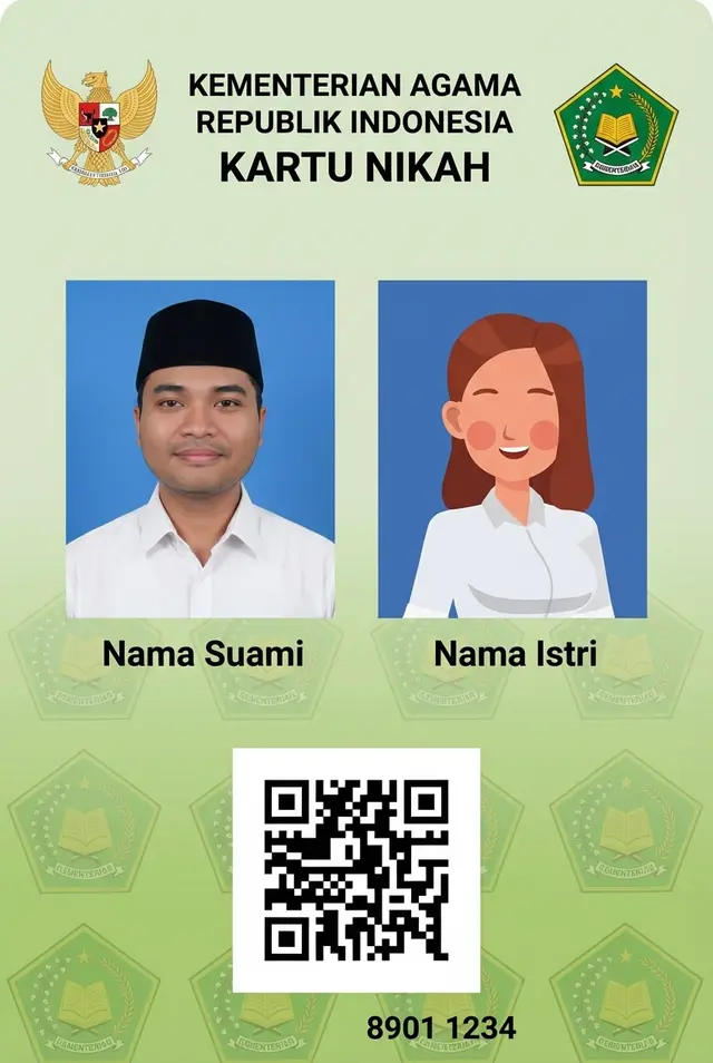 Ilustrasi contoh hasil foto yang ditempel pada Kartu Nikah